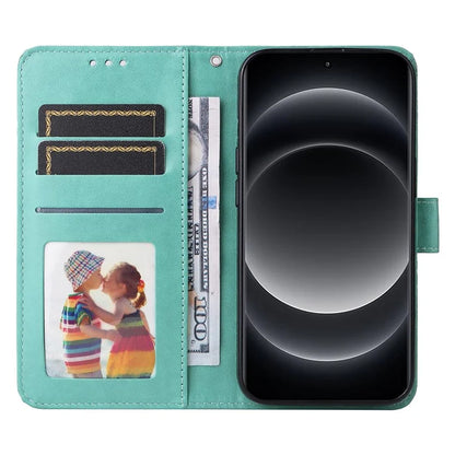 For Xiaomi 14 Ultra Case Imprinted PU Leather Stand Phone Cover with Wrist Strap