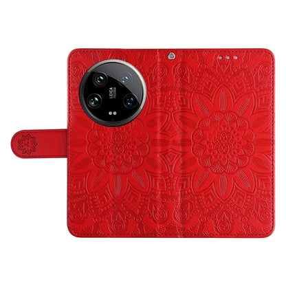 For Xiaomi 14 Ultra Case Imprinted PU Leather Stand Phone Cover with Wrist Strap