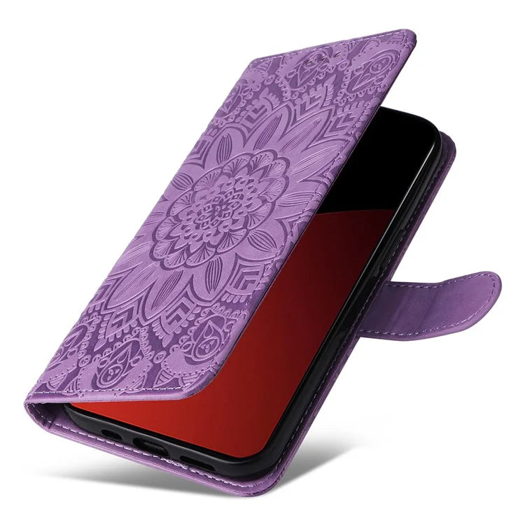 For Xiaomi Civi 4 Pro 5G / 14 Civi 5G Case Imprinted Sunflower Wallet Style Smart Phone Cover