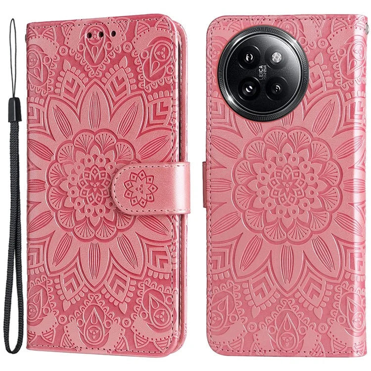 For Xiaomi Civi 4 Pro 5G / 14 Civi 5G Case Imprinted Sunflower Wallet Style Smart Phone Cover