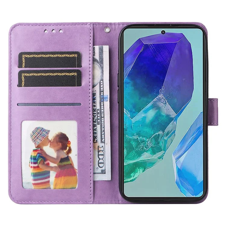 For Samsung Galaxy M55 5G / C55 5G / F55 5G Leather Case Wallet Stand Sunflower Phone Cover