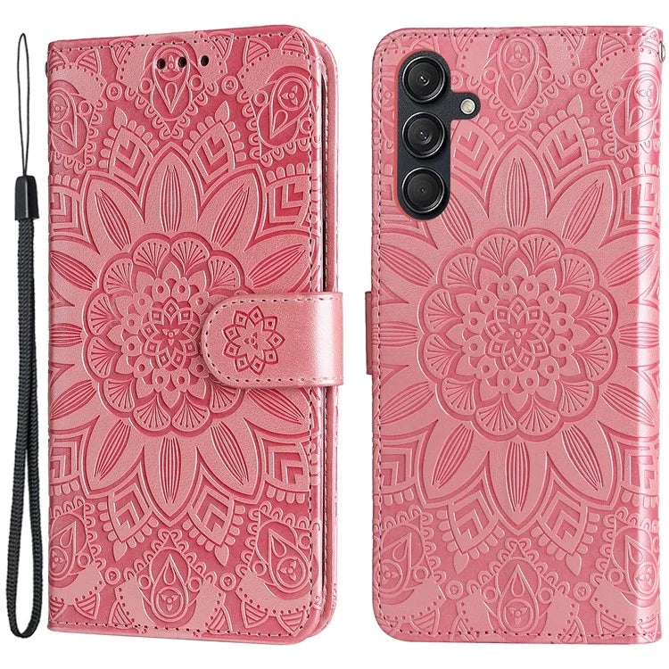 For Samsung Galaxy M55 5G / C55 5G / F55 5G Leather Case Wallet Stand Sunflower Phone Cover