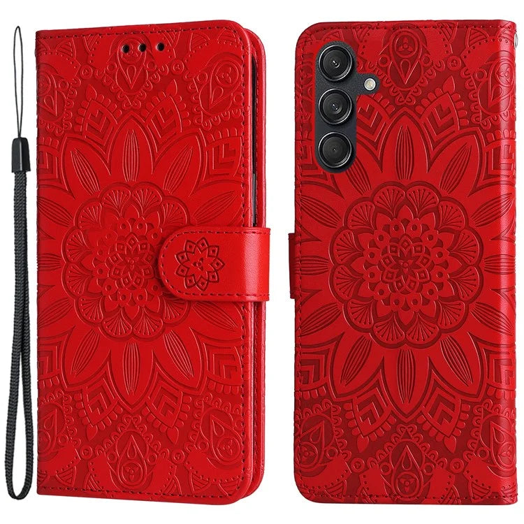For Samsung Galaxy M55 5G / C55 5G / F55 5G Leather Case Wallet Stand Sunflower Phone Cover