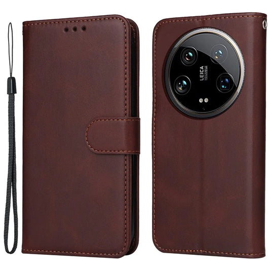 For Xiaomi 14 Ultra Case 3 Slots Holder Calf Texture Magnetic Clasp Phone Cover