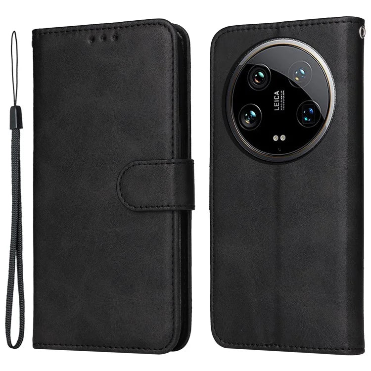 For Xiaomi 14 Ultra Case 3 Slots Holder Calf Texture Magnetic Clasp Phone Cover