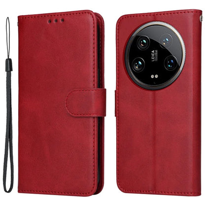 For Xiaomi 14 Ultra Case 3 Slots Holder Calf Texture Magnetic Clasp Phone Cover