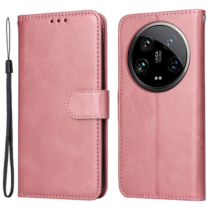 For Xiaomi 14 Ultra Case 3 Slots Holder Calf Texture Magnetic Clasp Phone Cover