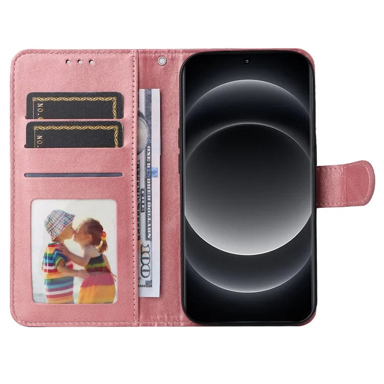 For Xiaomi 14 Ultra Case 3 Slots Holder Calf Texture Magnetic Clasp Phone Cover