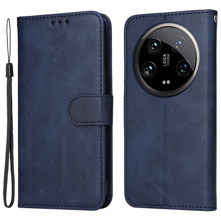 For Xiaomi 14 Ultra Case 3 Slots Holder Calf Texture Magnetic Clasp Phone Cover