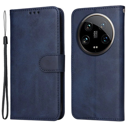 For Xiaomi 14 Ultra Case 3 Slots Holder Calf Texture Magnetic Clasp Phone Cover
