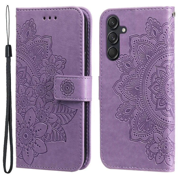 For Samsung Galaxy M55 5G / C55 5G / F55 5G Case Flower Imprinted Leather Phone Wallet Cover