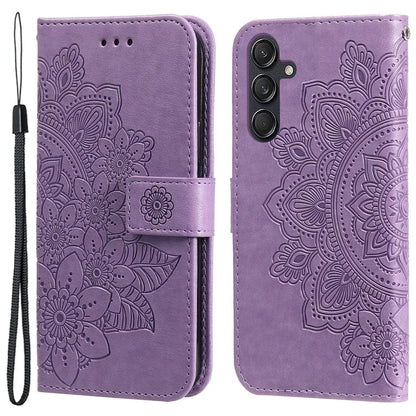 For Samsung Galaxy M55 5G / C55 5G / F55 5G Case Flower Imprinted Leather Phone Wallet Cover