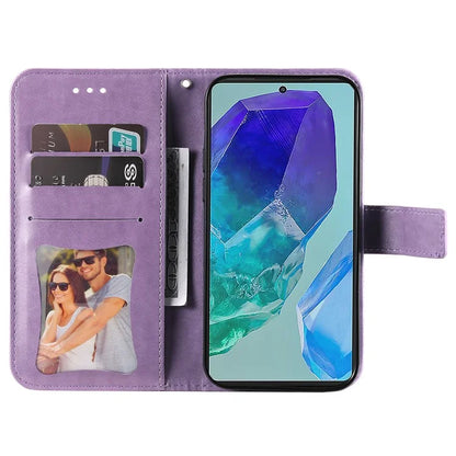 For Samsung Galaxy M55 5G / C55 5G / F55 5G Case Flower Imprinted Leather Phone Wallet Cover