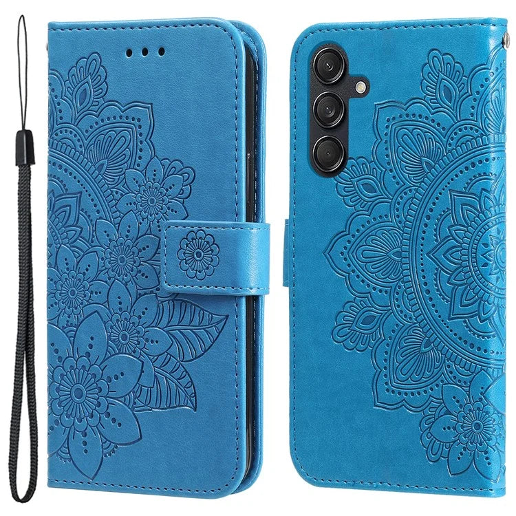 For Samsung Galaxy M55 5G / C55 5G / F55 5G Case Flower Imprinted Leather Phone Wallet Cover