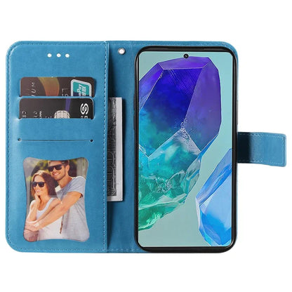 For Samsung Galaxy M55 5G / C55 5G / F55 5G Case Flower Imprinted Leather Phone Wallet Cover