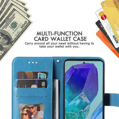 For Samsung Galaxy M55 5G / C55 5G / F55 5G Case Flower Imprinted Leather Phone Wallet Cover