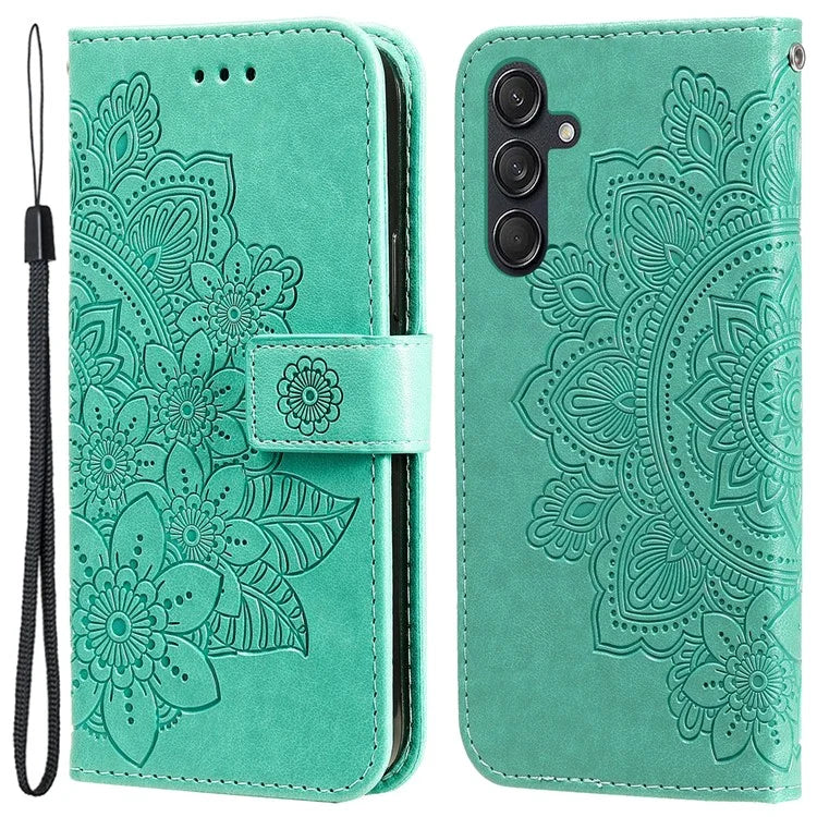 For Samsung Galaxy M55 5G / C55 5G / F55 5G Case Flower Imprinted Leather Phone Wallet Cover