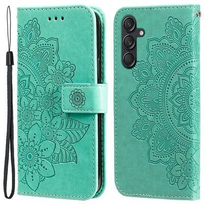 For Samsung Galaxy M55 5G / C55 5G / F55 5G Case Flower Imprinted Leather Phone Wallet Cover