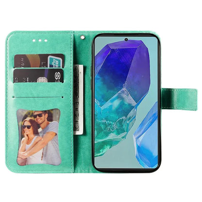 For Samsung Galaxy M55 5G / C55 5G / F55 5G Case Flower Imprinted Leather Phone Wallet Cover