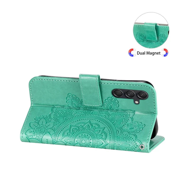 For Samsung Galaxy M55 5G / C55 5G / F55 5G Case Flower Imprinted Leather Phone Wallet Cover