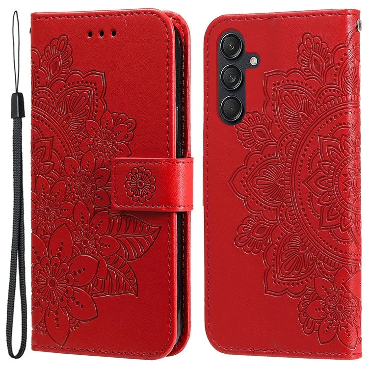 For Samsung Galaxy M55 5G / C55 5G / F55 5G Case Flower Imprinted Leather Phone Wallet Cover