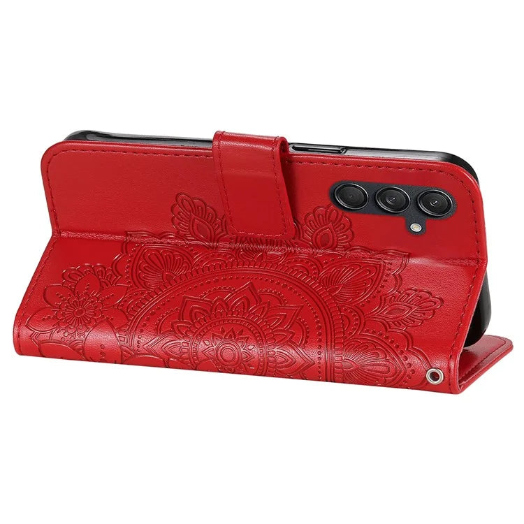 For Samsung Galaxy M55 5G / C55 5G / F55 5G Case Flower Imprinted Leather Phone Wallet Cover