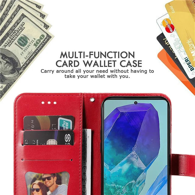 For Samsung Galaxy M55 5G / C55 5G / F55 5G Case Flower Imprinted Leather Phone Wallet Cover