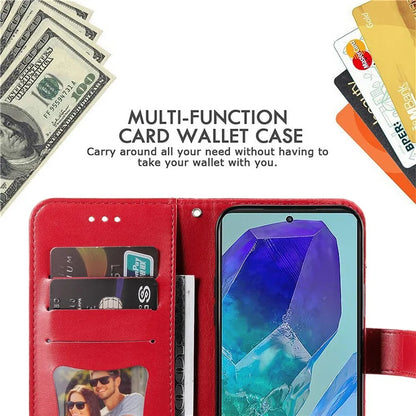 For Samsung Galaxy M55 5G / C55 5G / F55 5G Case Flower Imprinted Leather Phone Wallet Cover
