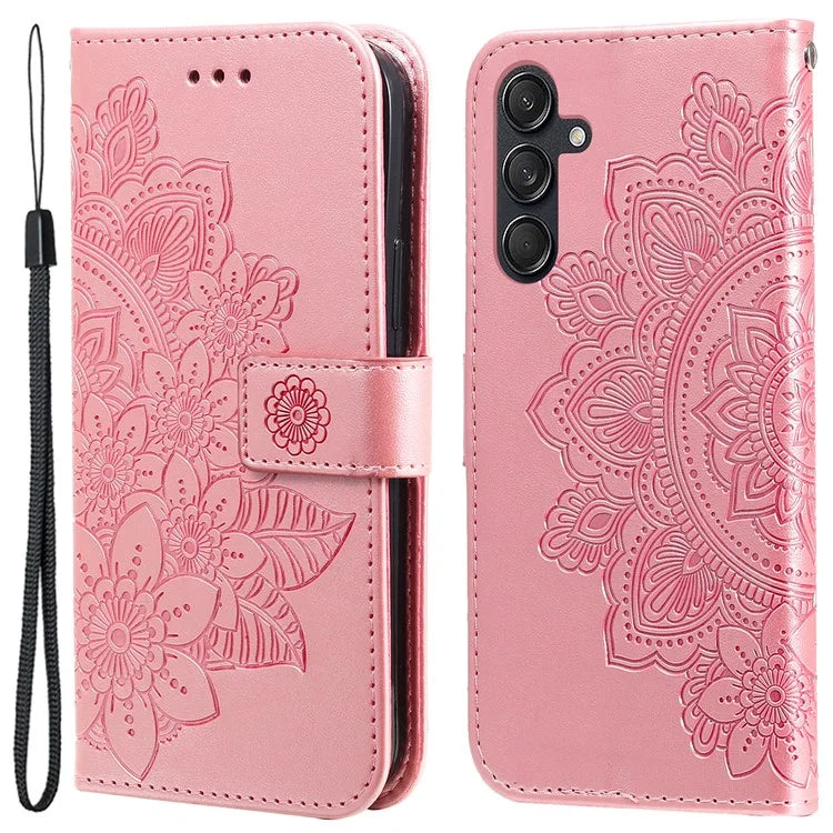 For Samsung Galaxy M55 5G / C55 5G / F55 5G Case Flower Imprinted Leather Phone Wallet Cover