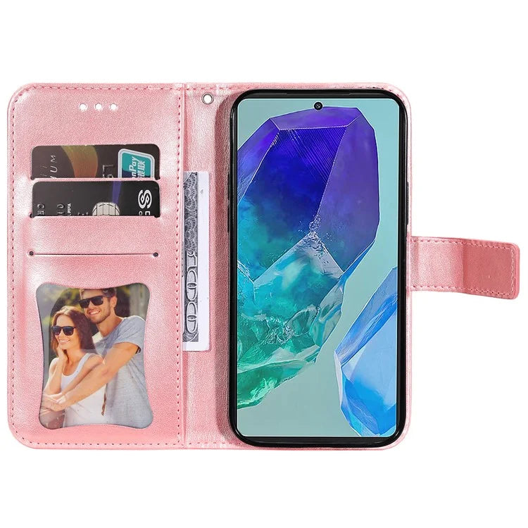 For Samsung Galaxy M55 5G / C55 5G / F55 5G Case Flower Imprinted Leather Phone Wallet Cover