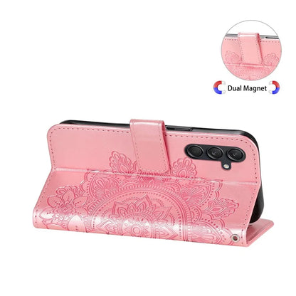 For Samsung Galaxy M55 5G / C55 5G / F55 5G Case Flower Imprinted Leather Phone Wallet Cover