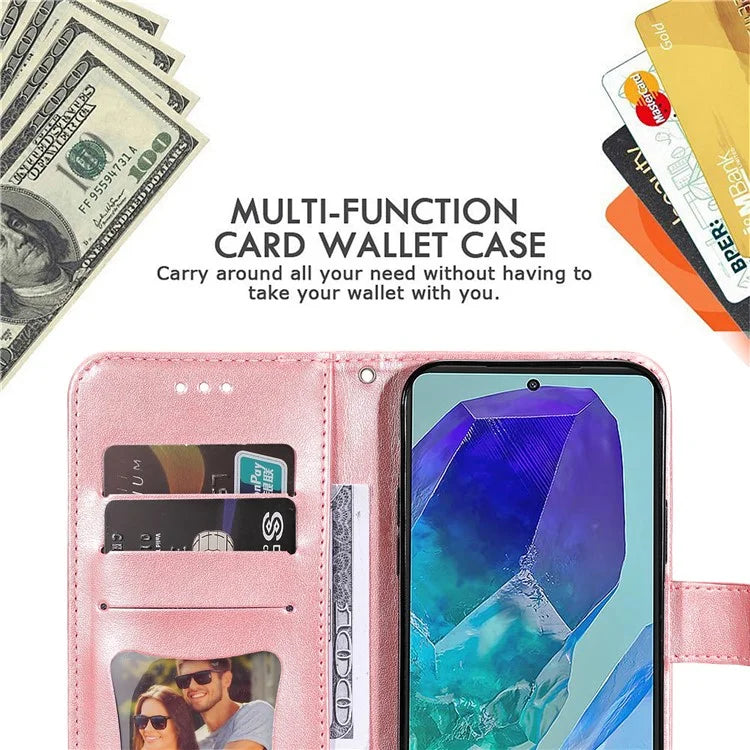 For Samsung Galaxy M55 5G / C55 5G / F55 5G Case Flower Imprinted Leather Phone Wallet Cover