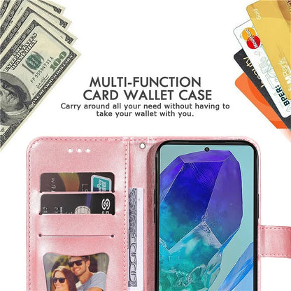 For Samsung Galaxy M55 5G / C55 5G / F55 5G Case Flower Imprinted Leather Phone Wallet Cover