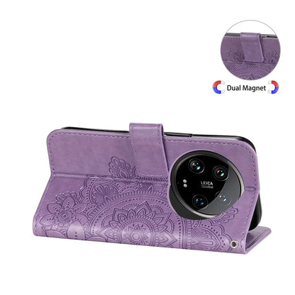 For Xiaomi 14 Ultra Wallet Case Flower Imprinted Leather Phone Cover