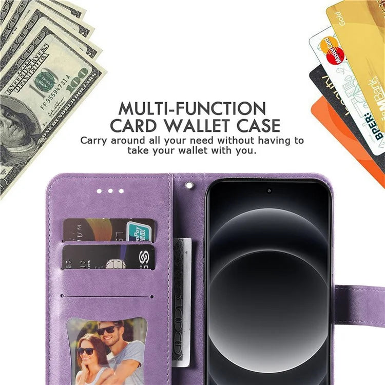 For Xiaomi 14 Ultra Wallet Case Flower Imprinted Leather Phone Cover