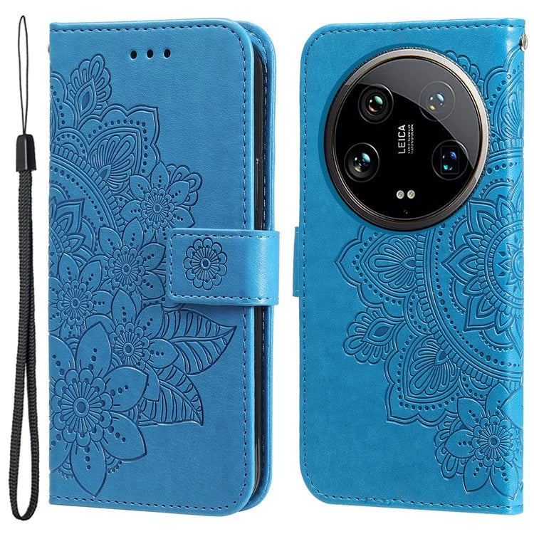 For Xiaomi 14 Ultra Wallet Case Flower Imprinted Leather Phone Cover