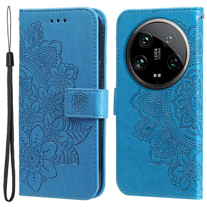 For Xiaomi 14 Ultra Wallet Case Flower Imprinted Leather Phone Cover