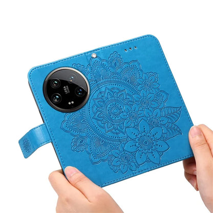 For Xiaomi 14 Ultra Wallet Case Flower Imprinted Leather Phone Cover