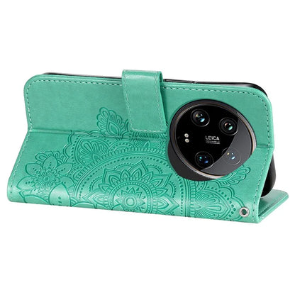 For Xiaomi 14 Ultra Wallet Case Flower Imprinted Leather Phone Cover