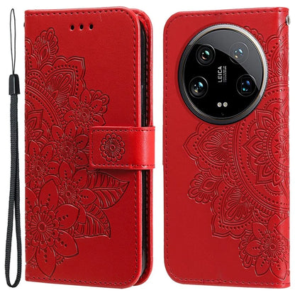 For Xiaomi 14 Ultra Wallet Case Flower Imprinted Leather Phone Cover