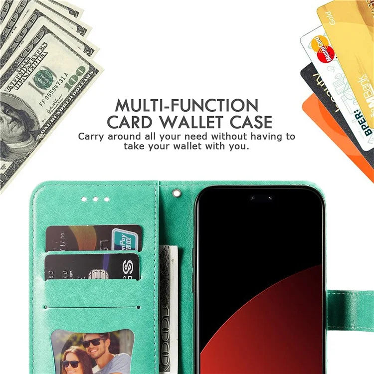 For Xiaomi Civi 4 Pro 5G / 14 Civi 5G Case Imprinted Flower Pattern Card Holder Phone Cover