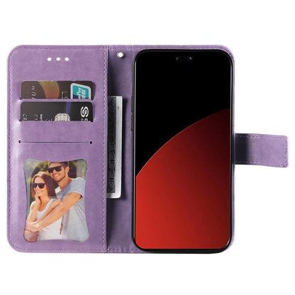 For Xiaomi Civi 4 Pro 5G / 14 Civi 5G Case Imprinted Flower Pattern Card Holder Phone Cover