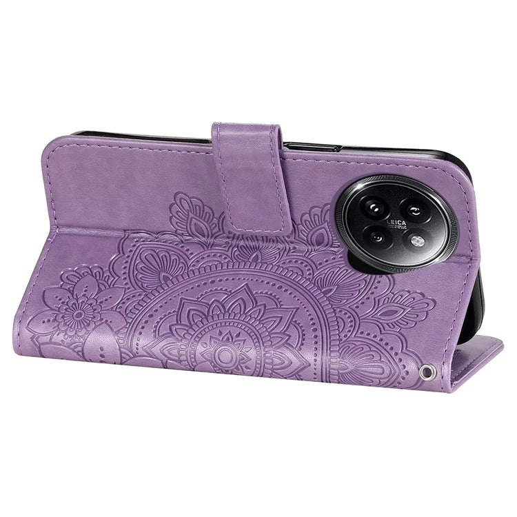 For Xiaomi Civi 4 Pro 5G / 14 Civi 5G Case Imprinted Flower Pattern Card Holder Phone Cover