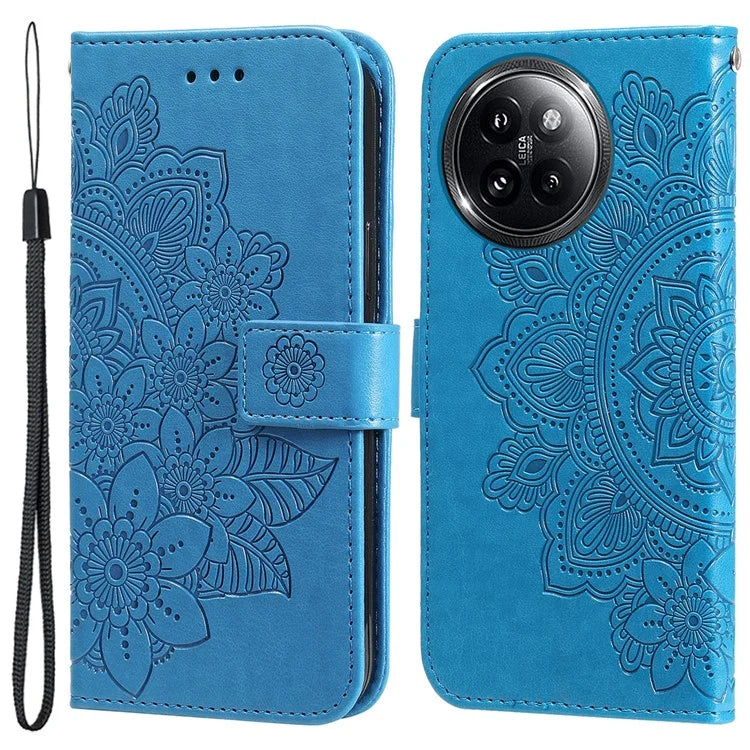 For Xiaomi Civi 4 Pro 5G / 14 Civi 5G Case Imprinted Flower Pattern Card Holder Phone Cover