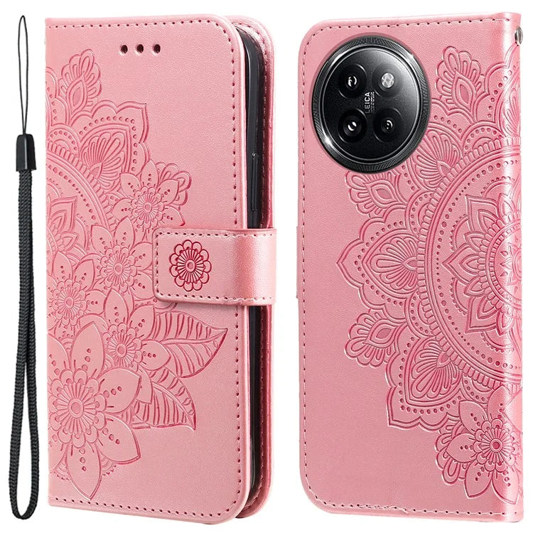 For Xiaomi Civi 4 Pro 5G / 14 Civi 5G Case Imprinted Flower Pattern Card Holder Phone Cover