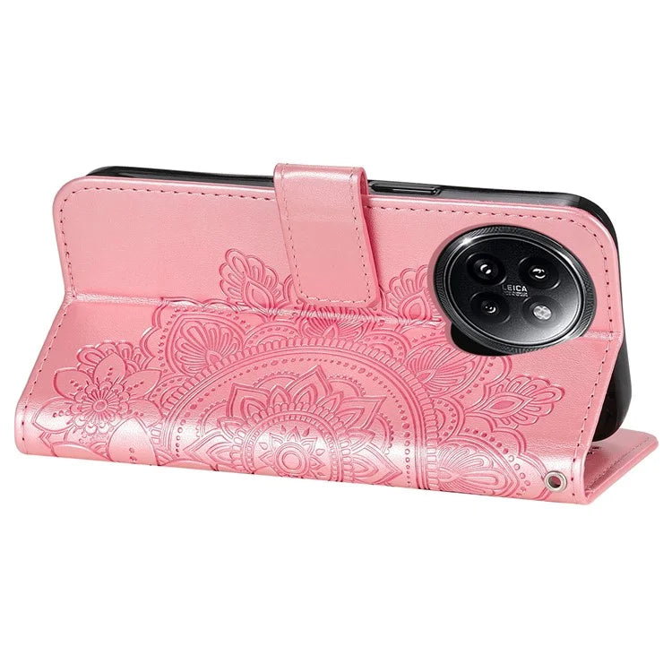 For Xiaomi Civi 4 Pro 5G / 14 Civi 5G Case Imprinted Flower Pattern Card Holder Phone Cover