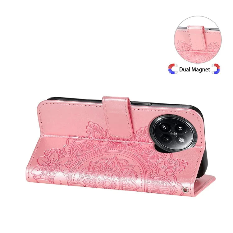 For Xiaomi Civi 4 Pro 5G / 14 Civi 5G Case Imprinted Flower Pattern Card Holder Phone Cover