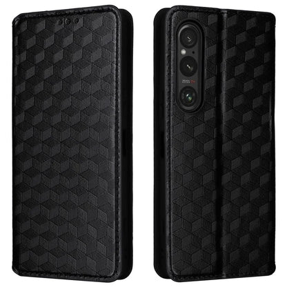 For Sony Xperia 1 VI Case Rhombus Pattern Magnetic Closing Leather Wallet Phone Cover