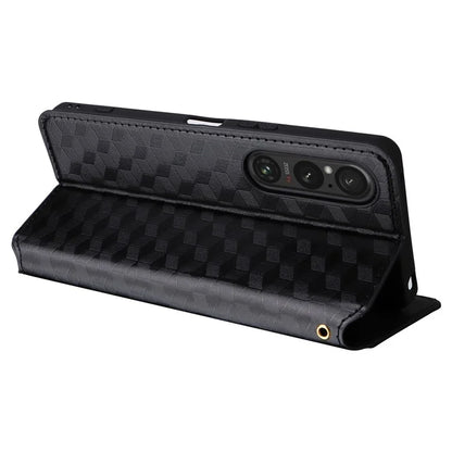 For Sony Xperia 1 VI Case Rhombus Pattern Magnetic Closing Leather Wallet Phone Cover