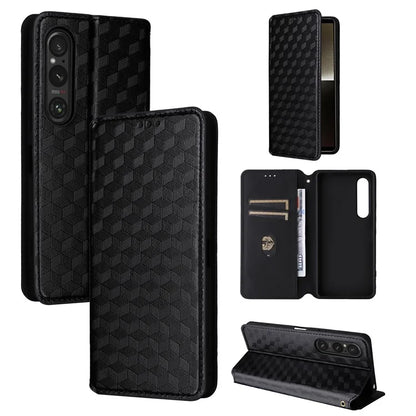 For Sony Xperia 1 VI Case Rhombus Pattern Magnetic Closing Leather Wallet Phone Cover